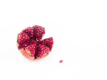 sweet fresh fruits on white background,   pomegranate , all are slicedの写真素材