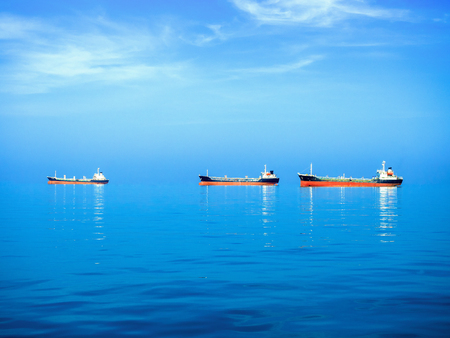 Big international cargo ship for industrial import and export transportation on the ocean