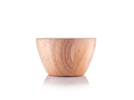 wooden tea cup isolated on whtie background, studio shot very sharp and detailedの写真素材