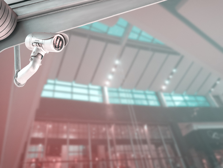 security camera surveillance installed on ceiling to monitor for privacy and protection