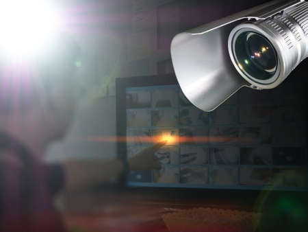 Security CCTV camera installed indoor. Intelligent cameras can record video all day and night to...