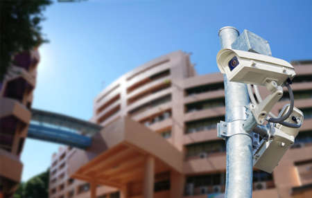 cctv installed on the pole, use for security outdoor protection