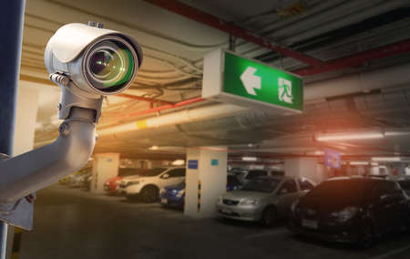security camera surveillance installed on ceiling to monitor for privacy and protection