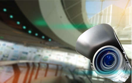 Security CCTV camera in office building installed indoor