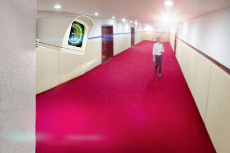 security camera installed for monitor, indoor and outdoor use, or cctv to record for property protectionの写真素材