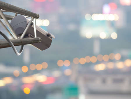 security camera in stalled for car park, indoor use, or cctv to record and property protectionの写真素材