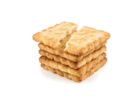 close up on biscuit cracker isolated on white background