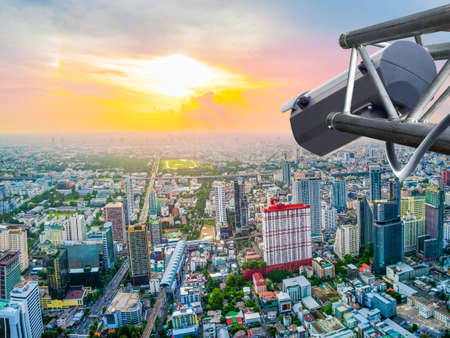security camera installed for monitoring property, or cctv to record and property protectionの写真素材