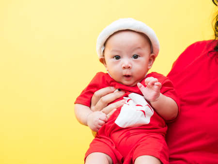 three-month cute baby newborn in lovely action, motherhood conceptの写真素材