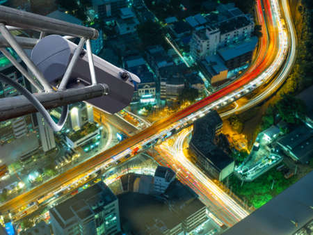 security camera installed for mornitor, or cctv to record and property protectionの写真素材