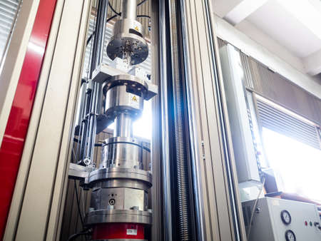 tensile and bending strength test of materials using in the industrial construction. Strength property makes it  can be loaded heavy weight of mass.の写真素材