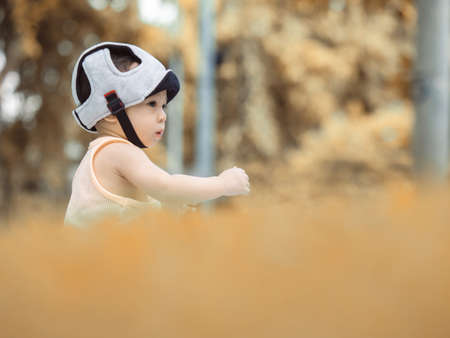 close up shot of cute ten month asian baby  in lovely action, motherhood conceptの写真素材