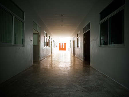 fire exit way to escape from emergency case, red door to open  in case of fire for safety building