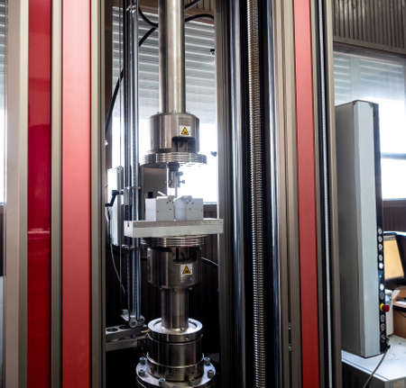 tensile and bending strength test of materials using in the industrial construction. Strength property makes it  can be loaded heavy weight of mass.の写真素材