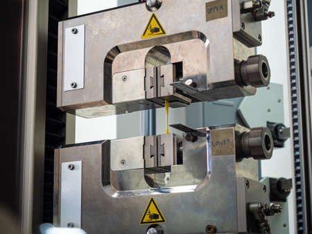 tensile  strength test of rubber and plastic using in the industrial purpose. Strength property...