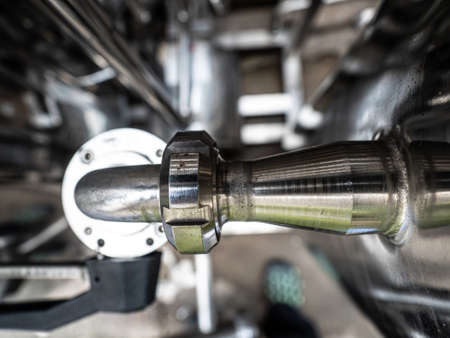 stainless pipe and head of pressure engineering machine used in industrial purposeの写真素材