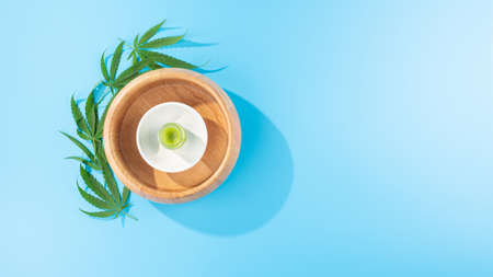 Close Up shot on fresh green cannabis or Marijuana Plant , use in medical herb and scientific experimentの写真素材