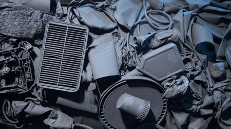 black man made plastic and solid waste that sort of garbage causes of pollution to environment of...