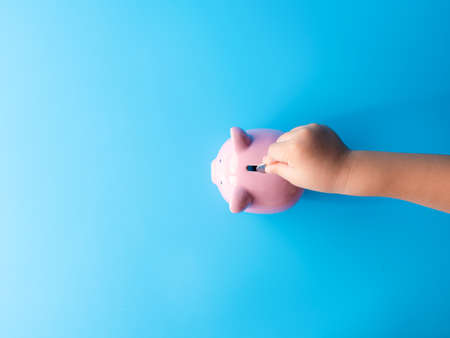 piggy bank for creative financial saving and deposit concept with copy space , investment plan in...