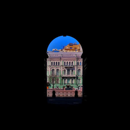View to an old building through an archの写真素材