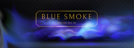 Blue smoke banner. Glowing background with blue smoke. Vector illustration. Eps 10のイラスト素材