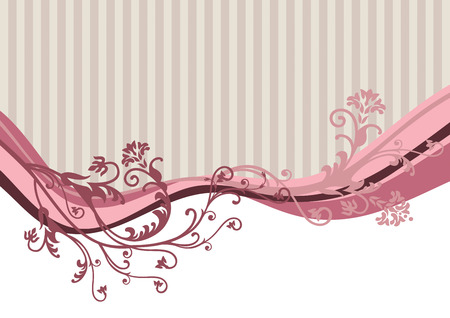 Pink vector flowers on striped backgroundのイラスト素材