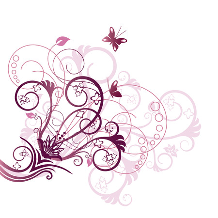 Purple floral corner design elementのイラスト素材