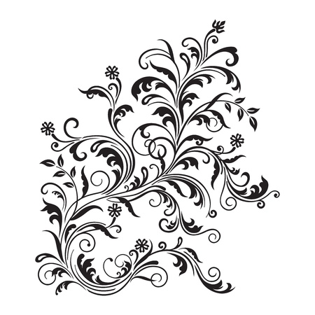 Black floral ornament isolatedのイラスト素材