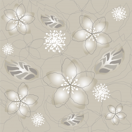 Seamless silver flower wallpaper patternのイラスト素材