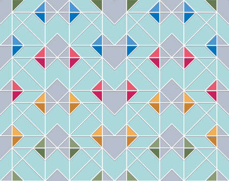 Seamless geometric simple pastel colour hearts with outlined shapes 3D effect pattern wallpaperのイラスト素材