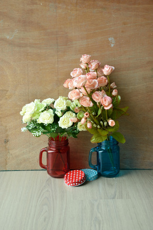 canetion flower and rose flowerの写真素材