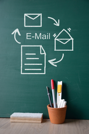 email on green boardの写真素材