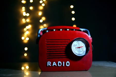 Classic radio with bokeh backgroundの素材