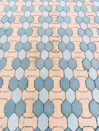 Shape and textured of Concrete blocks on public footpath.の写真素材