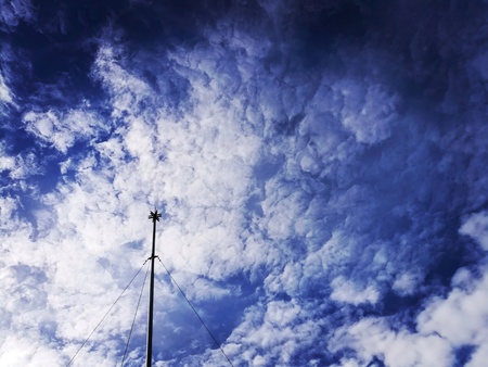 CCTV on cloud and blue sky background. Picture with copyspaceの写真素材