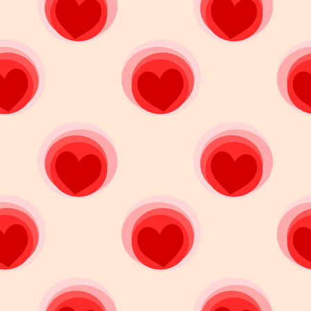 Seamless pattern vector of red heart on pink background.のイラスト素材
