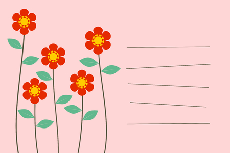 Lovely colorful flowers message card vector.のイラスト素材