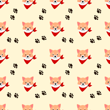 Cute Shiba dog seamless patternのイラスト素材