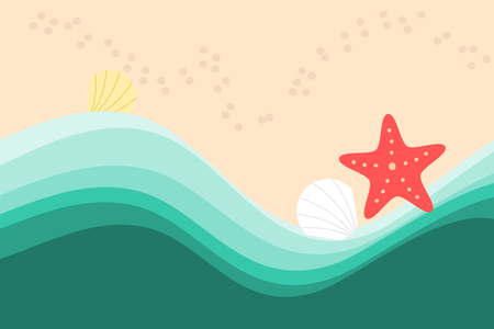 starfish, seashell and sea beach. Hello summer concept.のイラスト素材