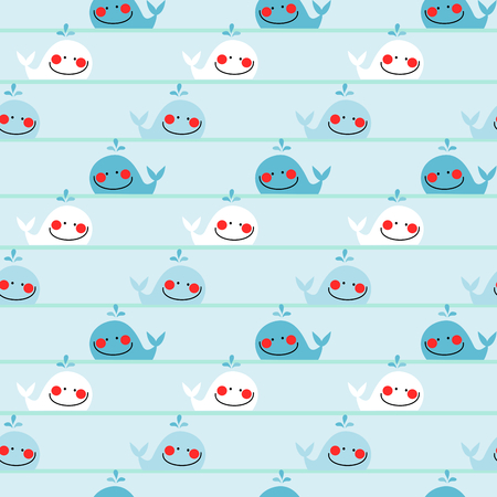 Cute whale seamless pattern vector. cute cartoon for child.のイラスト素材