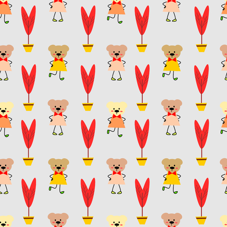 Little cute cartoon, lovely bear, seamless pattern vector.のイラスト素材