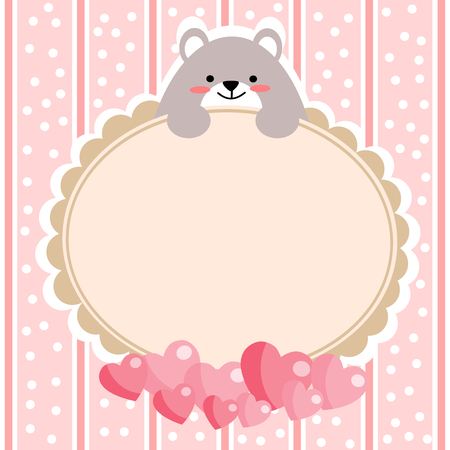 Sweet bear in Valentine's Day background. Lovely animal concept.のイラスト素材