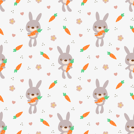 Cute bunny hold carrot seamless pattern.のイラスト素材