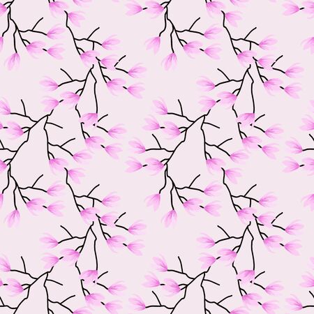 Chinese magnolia flower seamless pattern. Sweet flower concept.のイラスト素材