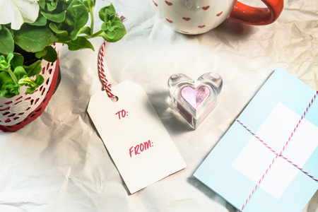 Lovely cards,tags,Petunia,heart shape on the wrinkle white paper