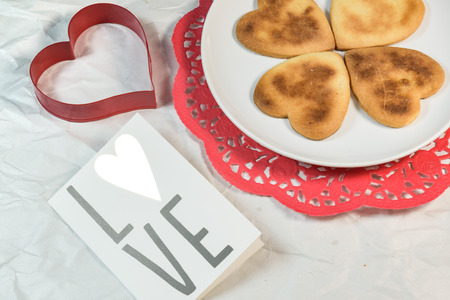 Homemade Valentines cookies,cards on the white background