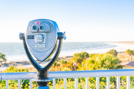 Coin Binoculars on the top over the beach viewのeditorial素材