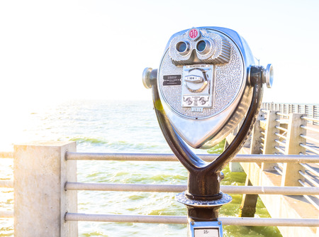Coin Binoculars on the top over the beach viewのeditorial素材