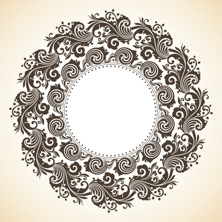 Ornamental decorative Christmas wreath. Vector round frameのイラスト素材