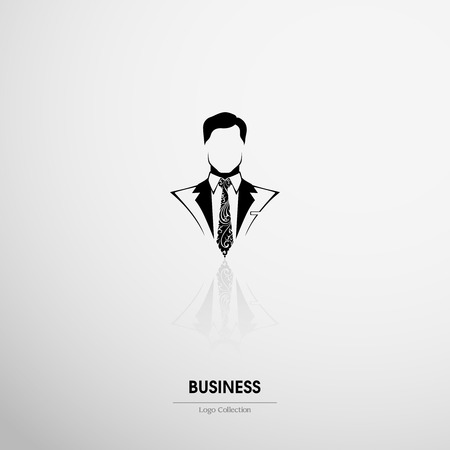 company, club, Recruitment, salon  label. Ornate businessman icon man in suit and tieのイラスト素材